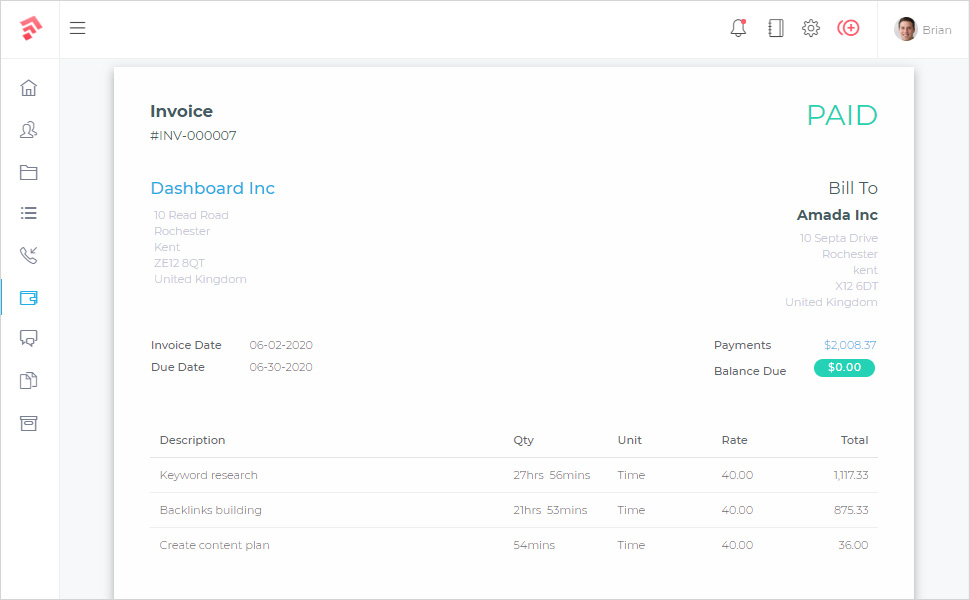 Professional Invoice System