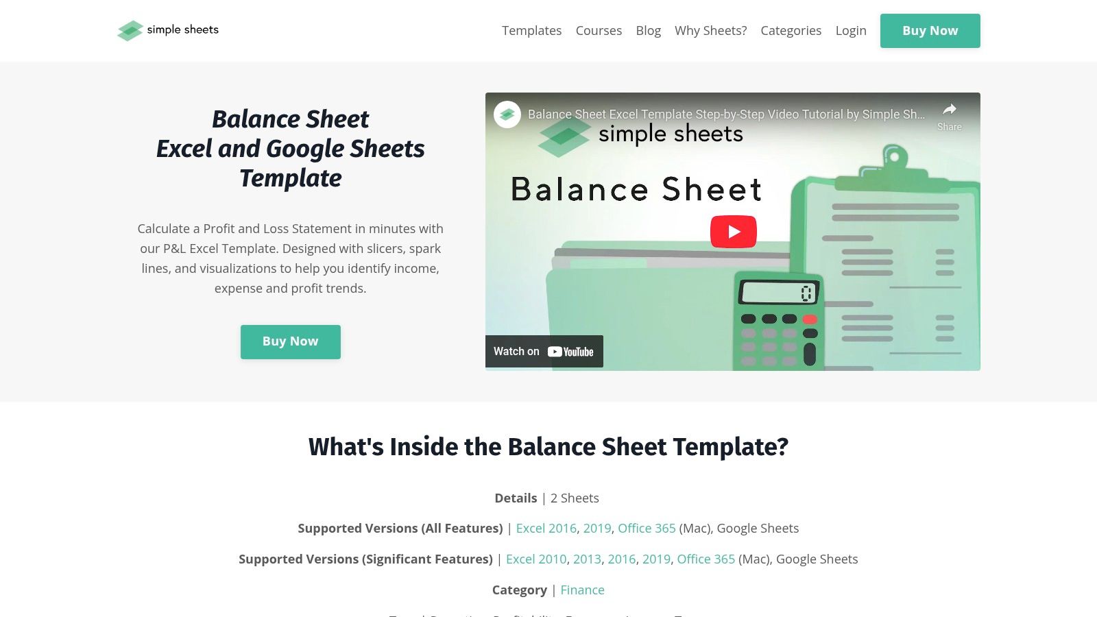 Simple Sheets – Balance Sheet, P&L, Cash Flow Templates (Excel/Google Sheets)