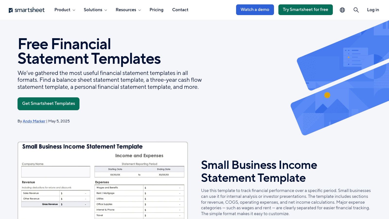 Smartsheet – Free Financial Statement Template Set