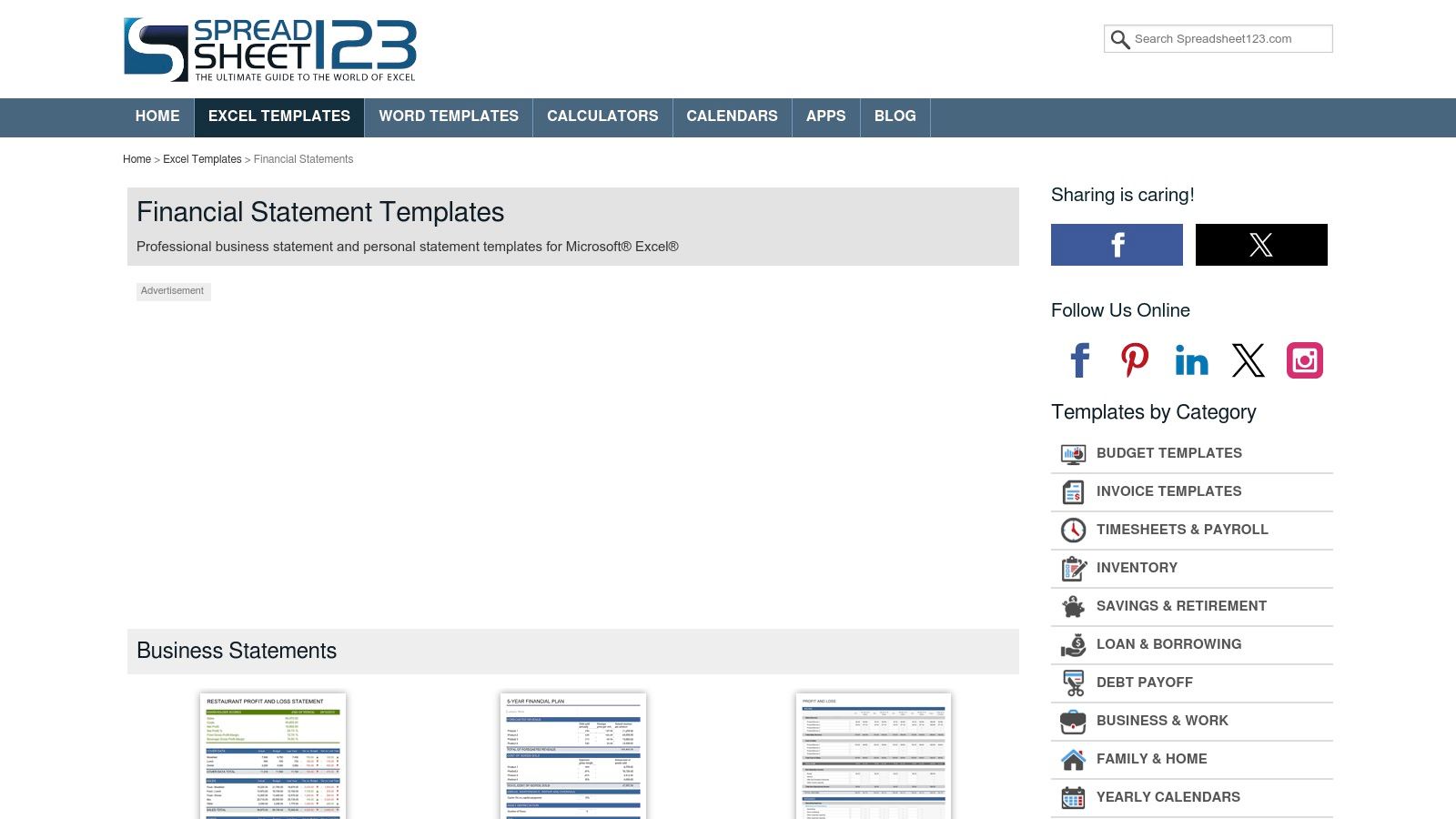 Spreadsheet123 – Financial Statements (Excel)