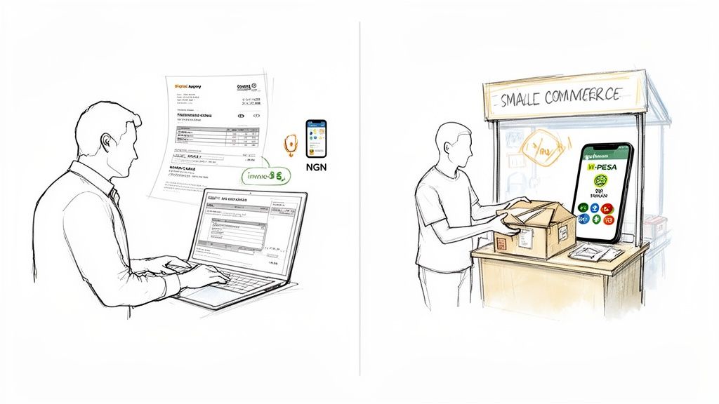 Digital payment solutions for small businesses, including invoicing, mobile money, and e-commerce transactions.