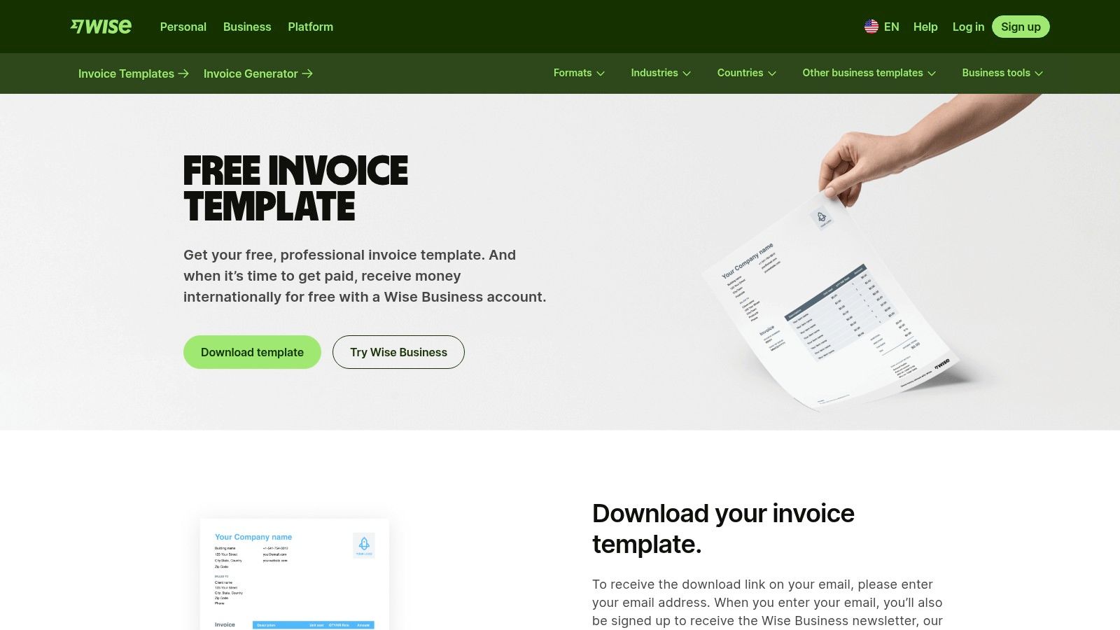 Wise – Free Invoice Templates (usable for Proforma)