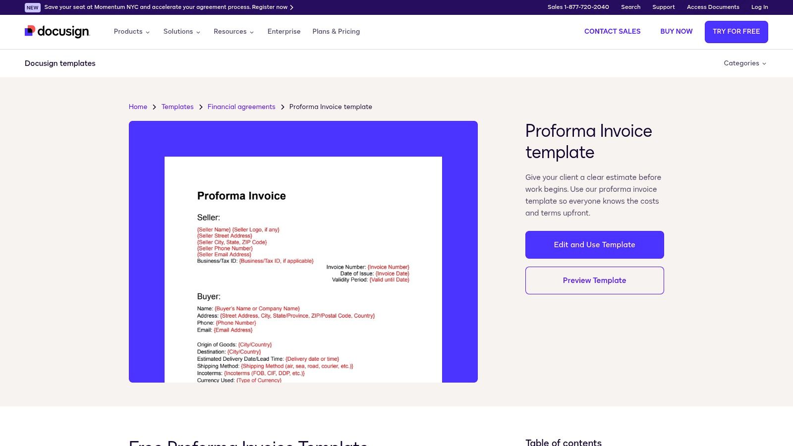 DocuSign – Proforma Invoice Template